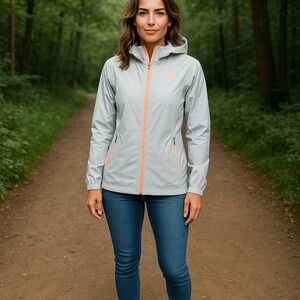 The North Face Gray and Orange Zip Hoodie